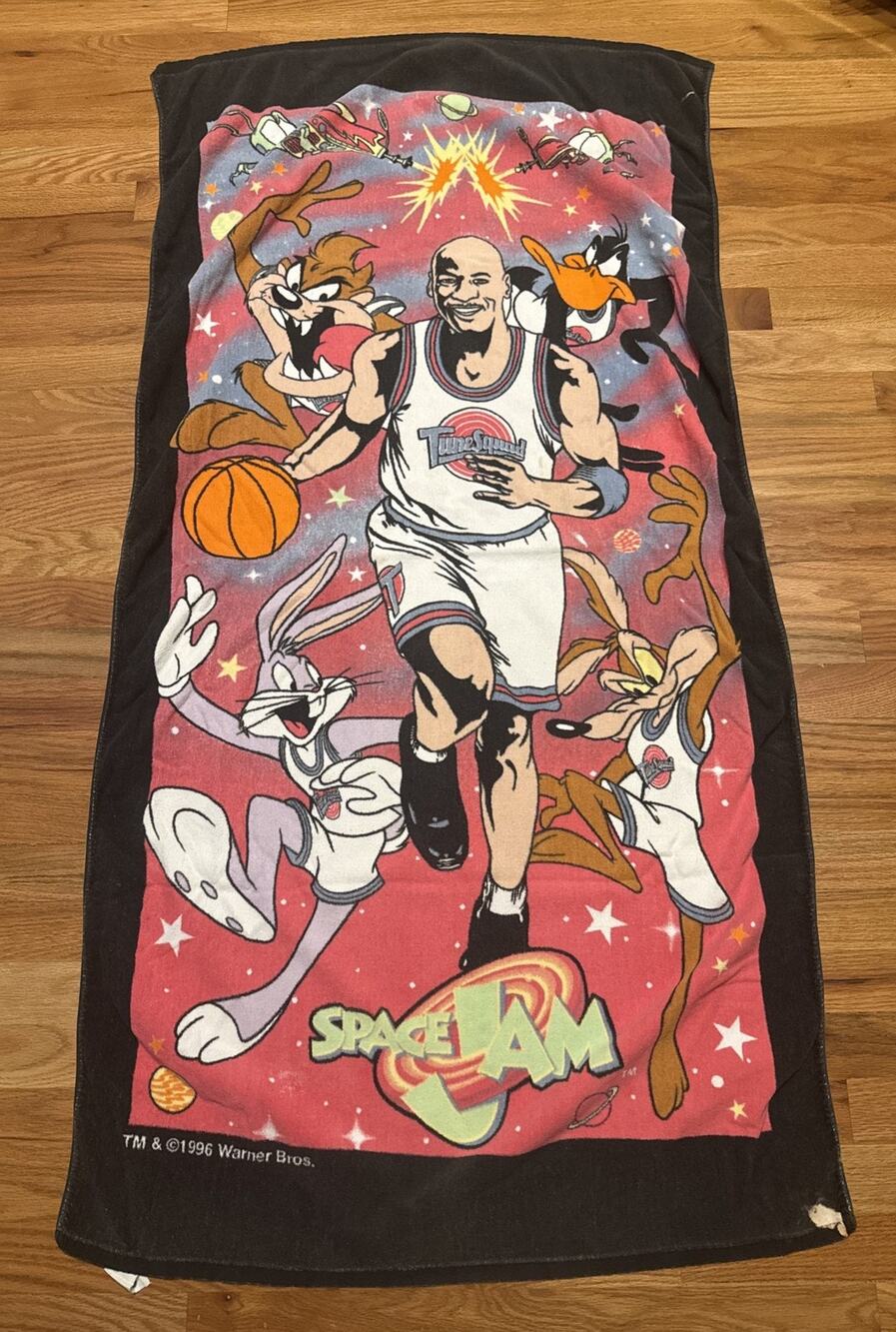 Michael Jordan Vintage Original 1996 Space Jam Beach Towel 54 X 29” READ